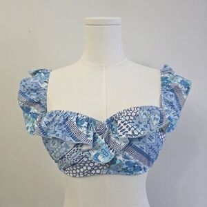 Seafolly Light Blue Ruffle Bustier Bikini Top